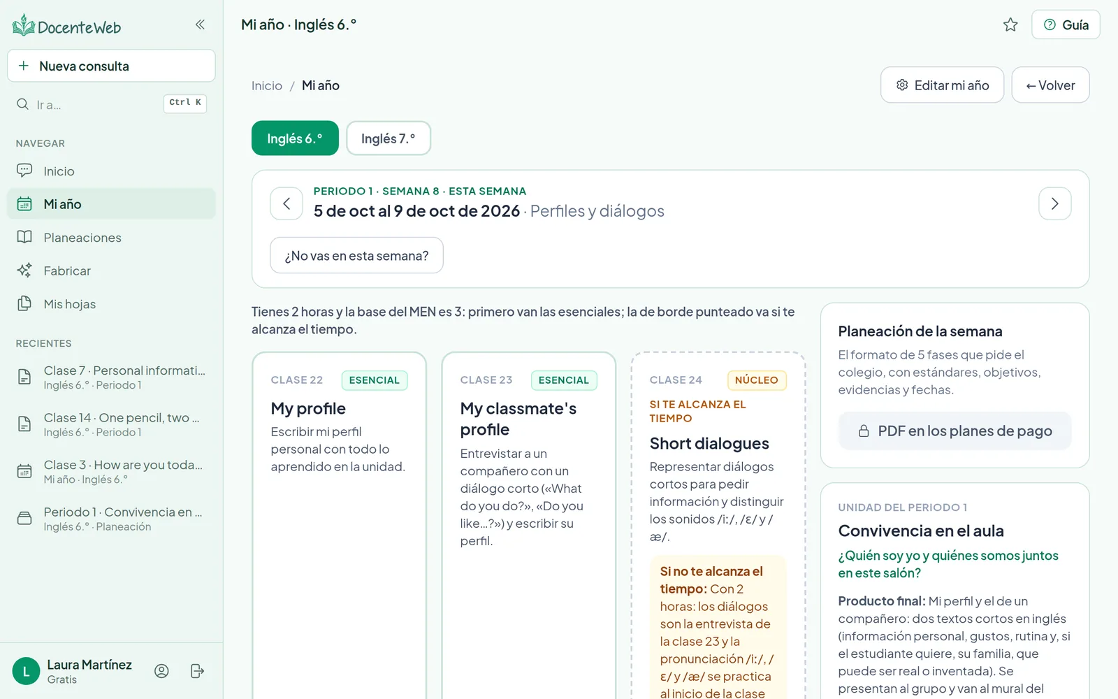 Mi año en DocenteWeb: la semana del docente con sus clases